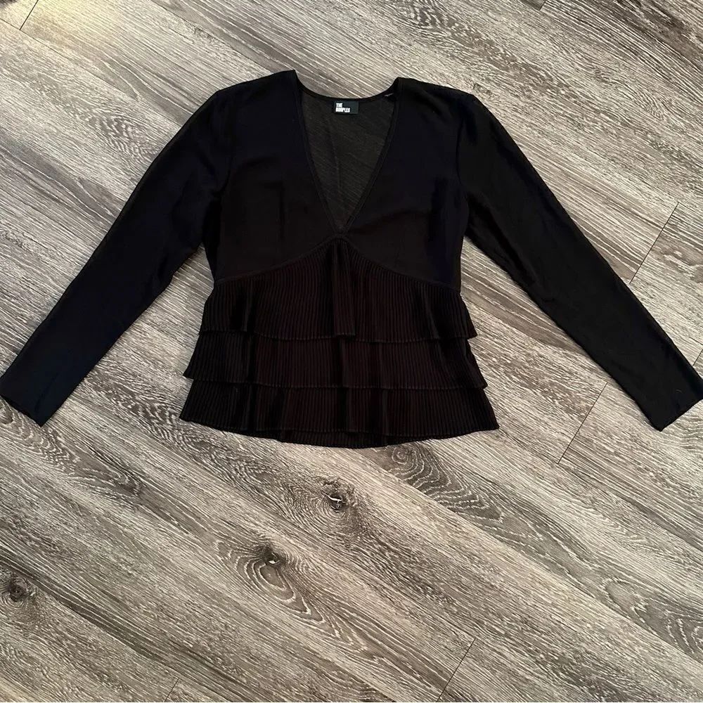 The Kooples Black Pleated Blouse